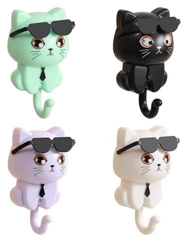 4 Ganchos De Gato De Dibujos Animados, Ganchos Lindos Creativos, Ganchos Para El Hogar, Ganchos Decorativos, Ganchos Para Abrigos