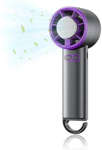 Vtizikl High Speed Portable Handheld Turbo Fan,Mirror Cooling Ice Compress Desk Fan,1500mAh Rechargeable Battery,5 Wind Speeds,Up to 8 Hours of Runtime,Handheld Fan for Travelling,Commuting,Outdoor