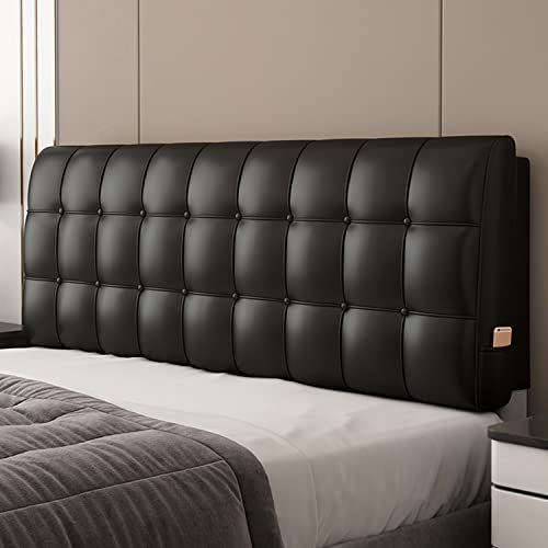 Schwarzes Leder-Polster-Kissen, Rückenlehne, Keilrolle mit abnehmbarem Schonbezug, Lendenkissen, rechteckig, Rückwand, Tagesbett, Kopfteil