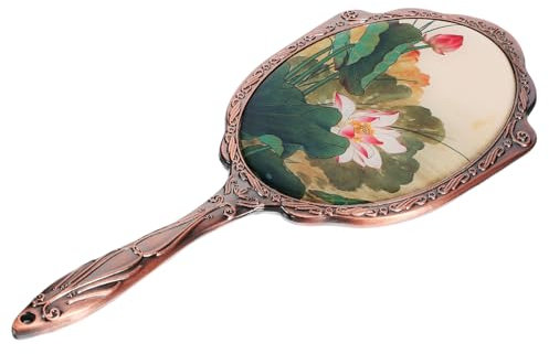 VICASKY Handspiegel Vintage Kleiner Schminkspiegel Mit Metallgriff Damen Reise Kompakter Dekorativer Spiegel