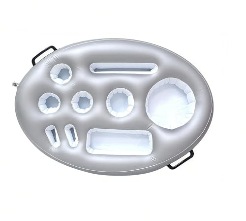 Vintix Aufblasbare Getränkehalter Pool Cocktailhalter Schwimmende Eisbar 75x50x12cm PVC-Eisbox mit 9 Fächern für Poolpartys & Strandurlaub (Silber)