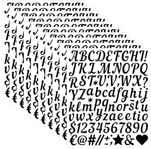 WD&CD 1 Inch 10 Sheets Self Adhesive Vinyl Letter Number Symbol Stickers | Alphabet for Kids Mailbox Suitcase Guitar Water Bottle Laptop Guitar Phone Case Scrapbook Scrapbooking, Black Handwriting