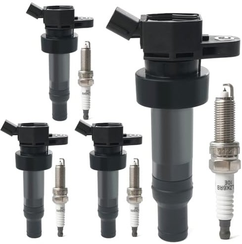 Set of 4 Ignition Coil Packs & Iridium Spark Plugs Compatible with 1.6L L4 2012-2019 Kia Soul Rio, 2012-2019 Hyundai Accent, 2012-2017 Hyundai Veloster Replace UF652 273012B100 93815 SILZKR6B10E C1803