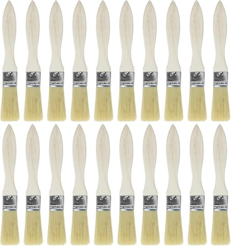 20pcs 1 Inch Paint Brushes, Small Gloss Paintbrushes 1 25mm Cheap Disposable Wooden Handle Painting Brushes Set for Paint Varnishes Stains Glues Craft DIY (1inch)