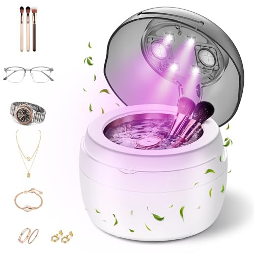 Limpiador Ultrasonidos Dental | Limpiador Ultrasonidos de 45 Khz con 4 Modos y Pantalla con Temporizador Digital | Limpieza Silenciosa de 360° para Brochas de Maquillaje, Gafas, Collares, Anillos