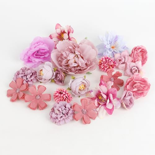 CFifHtOL 21 Stück Kunstblumen zum Basteln,Blumen zum Basteln Stoffblumen,Mini Deko Blumen Künstlich (Violett)