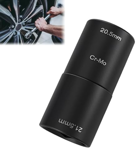 1/2-Inch Drive Double Ended Impact Socket,20.5mm & 21.5mm Wheel Nut Socket,1/2 Drive Impact Wrench Tool,6-Point,CR-MO Wheel Nut Spanner,Lug Nut Sockets Compatible with Ford/Land Rover (20.5x21.5)