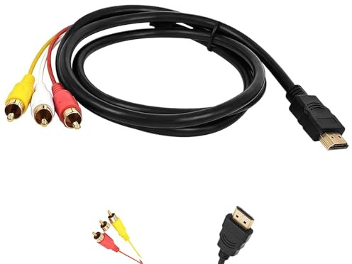 1 Pc Rca to Hdmi Converter , Red White Yellow Rca to Hdmi Cable , Plug-and-Play for DVD Players, Retro Game Consoles and Set-Top Boxes Easy Connect Old Devices to Modern HDMI TVs for Home Entertainmen
