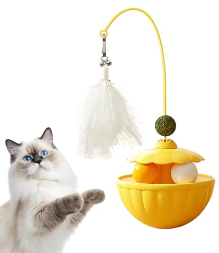 Okastkastad katt interaktiva leksaker, kattunge vingla fjädrar boll med kattmynta | underhållning kattleksak - för träning daglig stresslindring underhållning inomhus utomhus träning