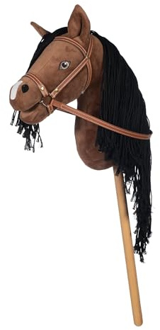 HKM Hobby Horse -Mini- Steckenpferd aus weichem Plüsch mit Abnehmbarer Trense (braun/schwarz)