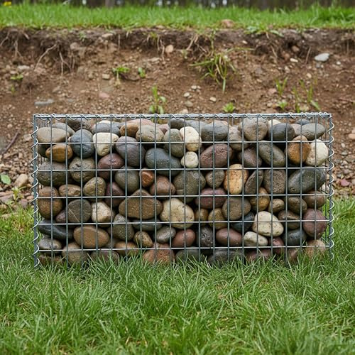 Actiasgear Heavy Duty Galfan Coated Gabion Baskets – Retaining Wall & Garden Wire Stone Cages – Easy Assembly with Helical – Multiple Options Available (100cm x 50cm x 50cm)