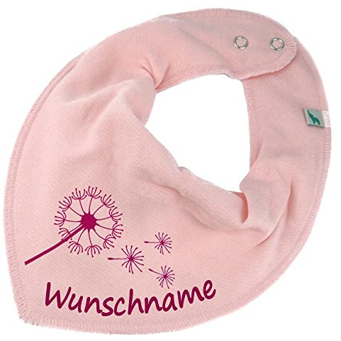 HALSTUCH mit Namen oder Text personalisiert für Baby oder Kind aus Baumwolle in Einheitsgröße Pusteblume
