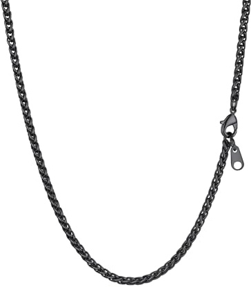 PROSTEEL Weizenkette Herren Halskette Edelstahl Kette Damen Gliederkette Edelstahlkette Schmuck Männer Kette 46 bis 76cm lang auswählbar, 2/3/6/9mm breit, in Silber/Schwarz/Gold