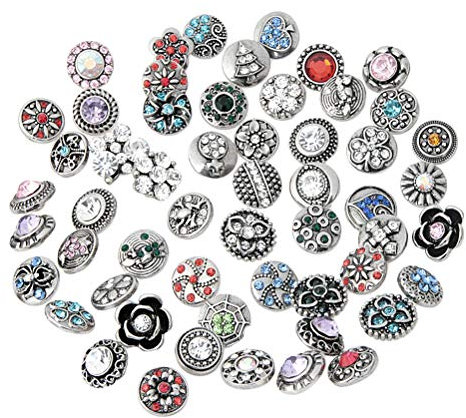 SUPVOX Strass Druckknöpfe Charms Click Button Metallknöpfe für DIY Schmuckherstellung Zubehör 12mm 12 Stück (Farbmischung)
