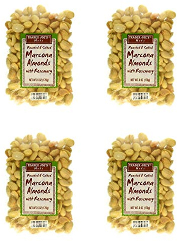 Trader Joes Roasted and Salted Marcona Almonds with Rosemary - Pack of 4 Bags - 6 oz per Bag