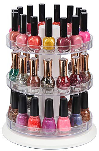 J JACKCUBE DESIGN Soporte giratorio de acrílico para esmalte de uñas, estante giratorio con capacidad para 69 a 117 botellas, organizador de almacenamiento de 3 niveles para esmalte de uñas,