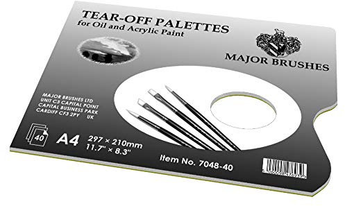 Tear Off Palette - 40 A4 Disposable Palette Sheets - for Oil and Acrylic Painting