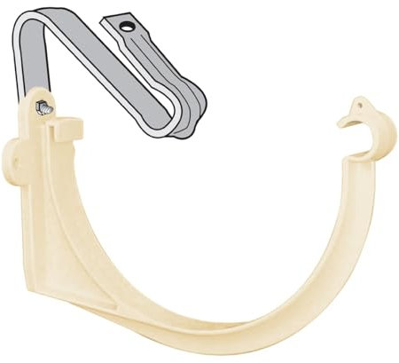 First Plast - Gouttière PVC 33 demi-ronde - Crochet bandeau monté avec étrier PVC 33 demi-ronde - sable - First Plast