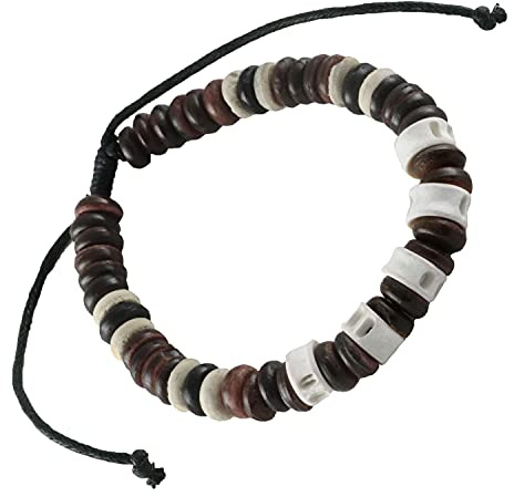 Island Piercings Surfer Armband Shamballa Holz längenverstellbar B172