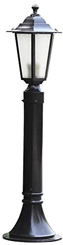 XMFXIAO Outdoor E27 Waterproof Rainproof Garden Lamp Landscape Street Lawn Post Pole Light Vintage Pillar Bollard Lamp Aluminum Metal Pathway Floor Column Lamp Glass Lantern