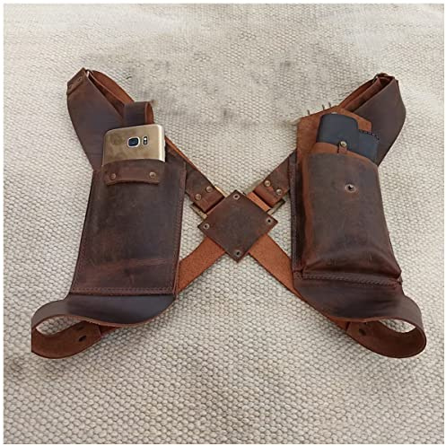Versteckte Unterarm-Umhängetasche Mittelalter Retro Herren Unterarm-Diebstahl-Geldbörse PU-Leder Verstellbare Träger Unterarm-Doppel-Umhängetasche Outdoor-Handy-Holstertasche 2, Lapp Mittelalterliche