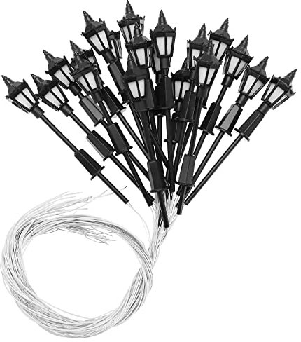 Be In Your Mind 20 Pezzi Lampione Stradale In Miniatura Modello OO HO Lampione Ferroviario Per Treno Scala 1:100 3V Lampione Per Lanterna Per Modellismo Accessori Altezza 7 Cm