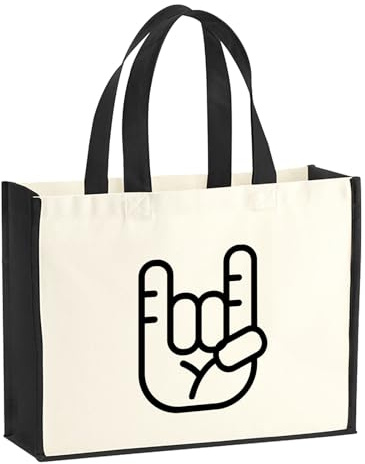 Huuraa sac en jute Fourchette à frites Sac de courses Gift Shopper noir 21 litres en jute et coton Fourchette à frites cadeau