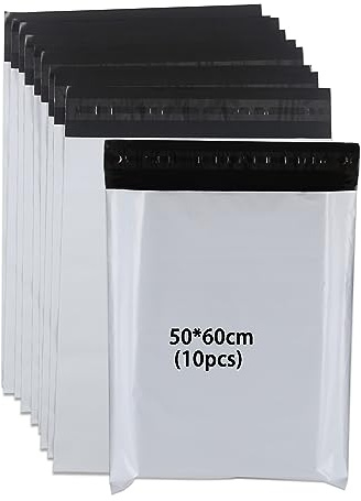 newlng 10Piezas Plástico Bolsas 500x600mm Bolsas Para Envíos Opacas y Autoadhesivas Resistentes al Desgarro Sobres Para Envios Envases Logísticos Textiles Sobres Para Envios de Ropa Blancos