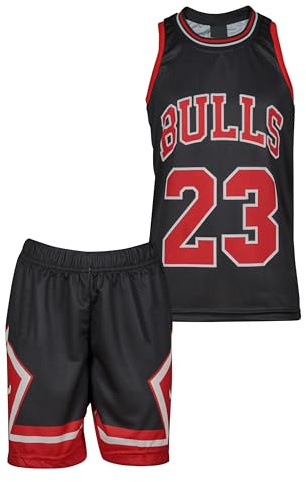 Amdrabola Basketball Kinder Trikot Bausatz, Schwarz, Komm mit Shorts Basketballfans (152,Schwarz)