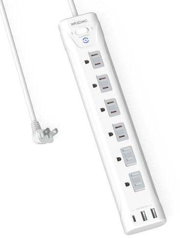 2 Prong Power Strip, WRXDMC 2 Prong to 3 Prong Outlet Adapter, 1680J Surge Protector, 1625W, 5ft Extension Cord with Flat Plug Polarized Plug, 6 AC Outlets & 3 USB, Wall Mountable, Ideal for Old House