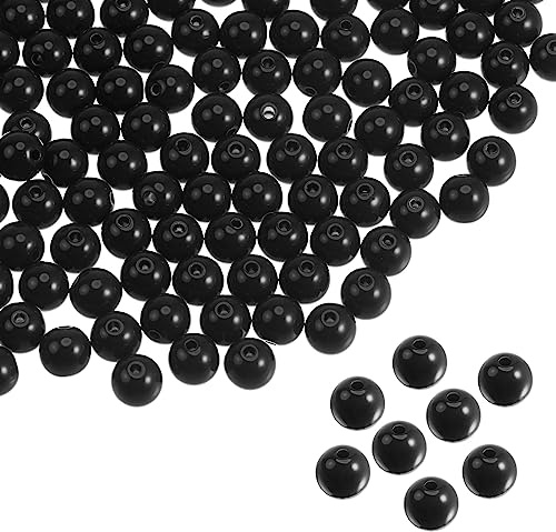 QUARKZMAN 1700Stk Acryl Runde Perlen 8mm Lose Handwerk Perle Sortiert Bonbon Farbe für Basteln Armband Ohrring Halskette Schmuck Herstellung Schwarz