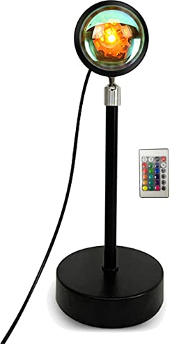 Lampe de Projecteur D'ambiance, Lampe de Projection de Coucher de Soleil 16 Couleurs, Télécommande Rotative à 180 °, Lumière de Projection RVB pour Chambre à Coucher