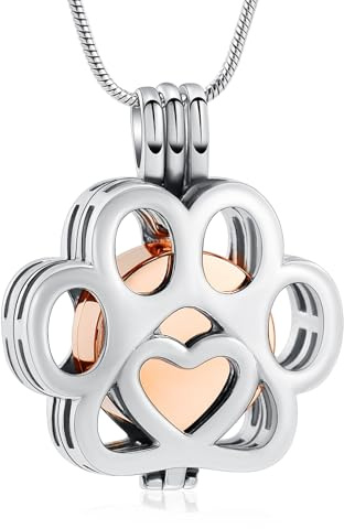 Pet Einäscherung Schmuck für Asche für Hund/Katze Pfote Edelstahl Memorial Locket Urne Halskette innerhalb Mini Fall Keepsake Einäscherung Schmuck Frauen Männer