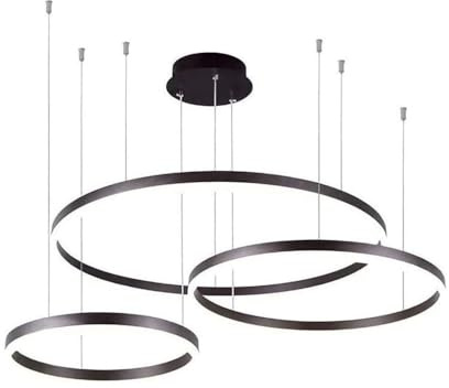 HONY-LIGHT Dimmbar Pendellampe Modern Creative 3-Ring Pendelleuchte Acryl Lampenschirm Hängelampe Mit Fernbedienung, Arbeitszimmer Hängelampe Esstischlampe Schlafzimmer Lampe Wohnzimmer Lampe,Schwarz