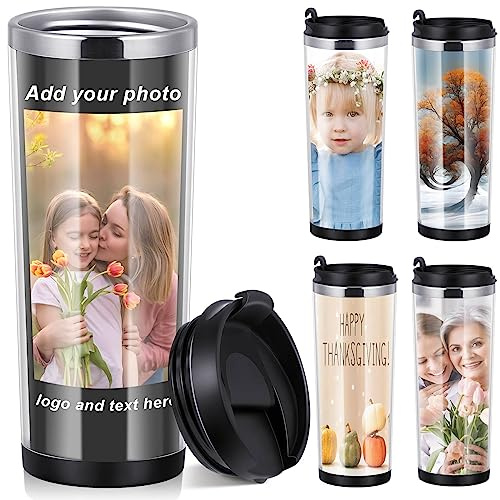 Lallisa Photo Custom Tumbler - 12 oz Personalized Travel Coffee Mug Insulated Stainless Steel Insert Photo Tumbler with Lid Custom Cup DIY Gift for Mothers Day Fathers Day Birthday Dad Mom Friend