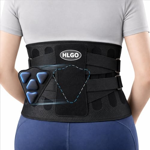 HLGO Ceinture Lombaire avec Supports Métalliques Solides, Ceinture de Soutien Dorsal avec Coussin 3D, pour Soulager les Douleurs Lombaires, Confortable, Respirante, pour Homme et Femme (Taille 4XL)