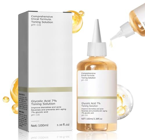 Acide Glycolique, Acide Glycolique 7% Toner Visage, Lotion Tonique Visage,Toner Tonique Peeling visage,Hydratant,Apaisant,Réduisant les Pores,Peau Brillante,Convient à Tous les Types de Peau