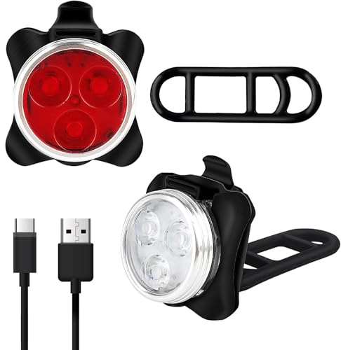 LED Licht Wiederaufladbares 2er Set, Helles Licht, Kompakt und Wasserdicht, Langlebiger Akku, LED Lampe Set für Außenbereich, kann auch als Kinderwagen Licht(Weiße und rote Lichter)
