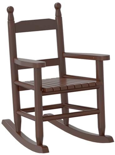 vidaXL Schaukelstuhl für Kinder Braun Massivholz Pappel, Gartenstuhl, Outdoor Stuhl, Outdoor Schaukelstuhl, Terrassenstuhl, Garten Schaukelstuhl