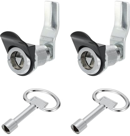 PATIKIL Triangle Cam Lock, 4 Pack Chrome Plated Tubular Cabinet Drawer Lock 1-1/4 Cylinder Length Fits Up to 1-1/16 Thick Panel with Large Keys for Electric Cabinet Water and Gas Meter