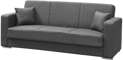 MONDO VIRO Futura 3-Sitzer-Sofa aus Stoff mit verchromten Füßen, 220 x 84 cm, 82 cm hoch (grau)