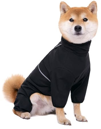 Hixingo Hundemantel mit Beinen, Winter Warme Hundemäntel mit Leinenloch Winddichte Kalte Hundejacke Wintermantel & Winterjacken für Kleine Mittel Große Hunde (2XL,Schwarz)
