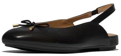 FitFlop Women's Delicato Bow Leather Slingbacks Ballet Flat, Black, 5 UK Narrow