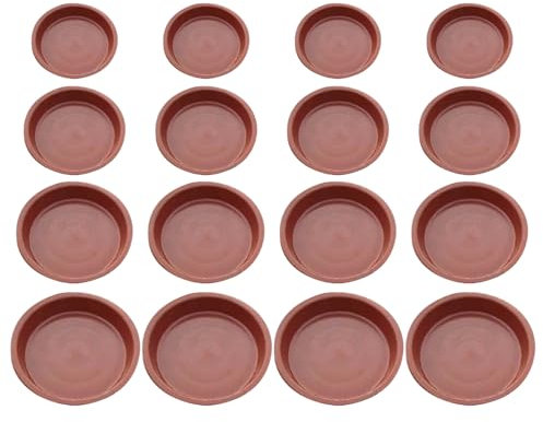 JOYIAL Lot de 16 soucoupes rondes en plastique pour plantes - 14/18/20/22 cm - Dessous de pot de fleurs ronds en plastique pour jardins, balcons