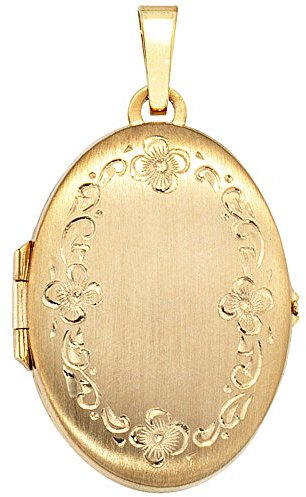 Medaillon Anhänger aus 333 Gold Gelbgold teilmattiert Goldanhänger Damen