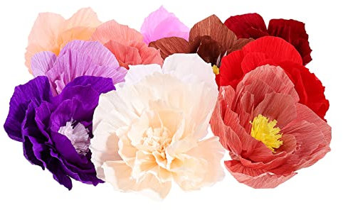 Warmhm 11stücke Teiliges Bunte Krepppapier-Blumen Wanddeko Für Party DIY Schlafzimmer Fenster Hochzeit Tischdekoration