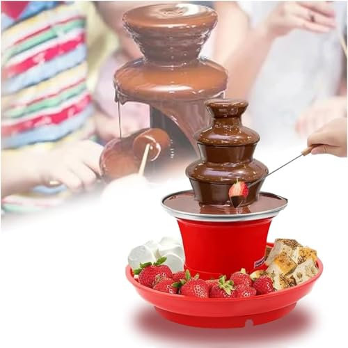 TsoLay 3 Tier Electric Chocolate Fountain, Mini Chocolate Waterfall Machine with 1-Button Heating and 1-Button Start Function, Removal Serving Tray, Easy To Operate, for Chocolate Candy Cheese