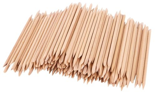 200PCS Orange Wood Nail Sticks, 4.5-Inch Double Sided Cuticle Pusher and Remover, Manicure and Pedicure Tool for Nail Art