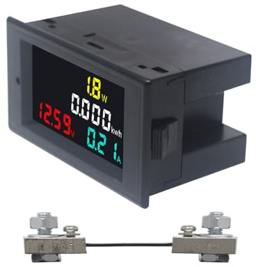 KETOTEK Voltmetro Amperometro Digitale LCD Multimetro DC 7–20V con 100A Shunt Misuratore di Tensione 4 in 1 Volt Amp Watt KWH Meter