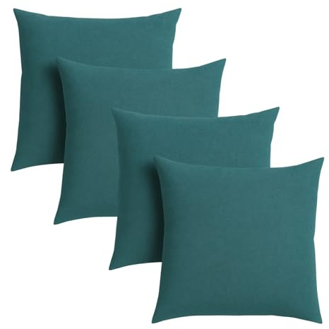 sleepling 4er Set Sofakissen 40x40 cm, Kissen, Petrol | Zier aus robustem Polsterstoff , 40 x 40 cm, Deko für Sofa, Couch , Polster, Made in EU, 4 Stück